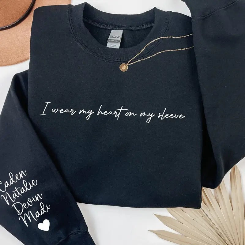 I Wear My Heart On My Sleeve Valentine's Day Sweatshirt T-Shirts, Hoodie | HypeDripTees.com