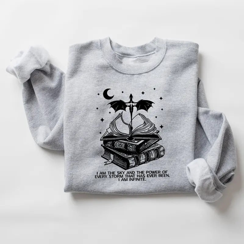 I am the Sky Unisex Cotton Classic Sweatshirt, Vintage Basgiath War College Shirt, Fourth Wing Sweater, Dragon Rider Violet Sorrengail, Bookish Lovers Shirt