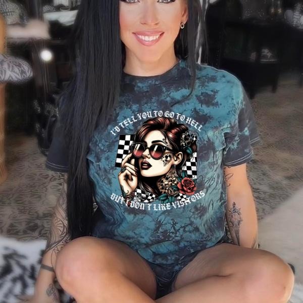 'I'd Like To Tell You to go To H*ll, But I Don't Visitors Black & Green Tie Dye Crewneck Sweatshirt, T Shirt, or Hoodie...