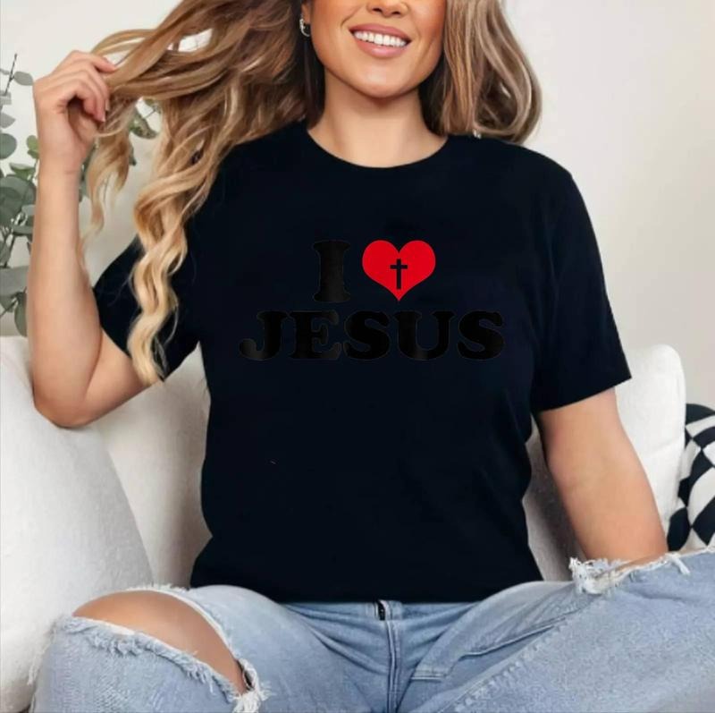 I love Jesus , I heart Jesus T-Shirt | Cotton 100%, Crewneck, Top Womenswear Hoodie, Sweatshirt | HypeDripTees.com