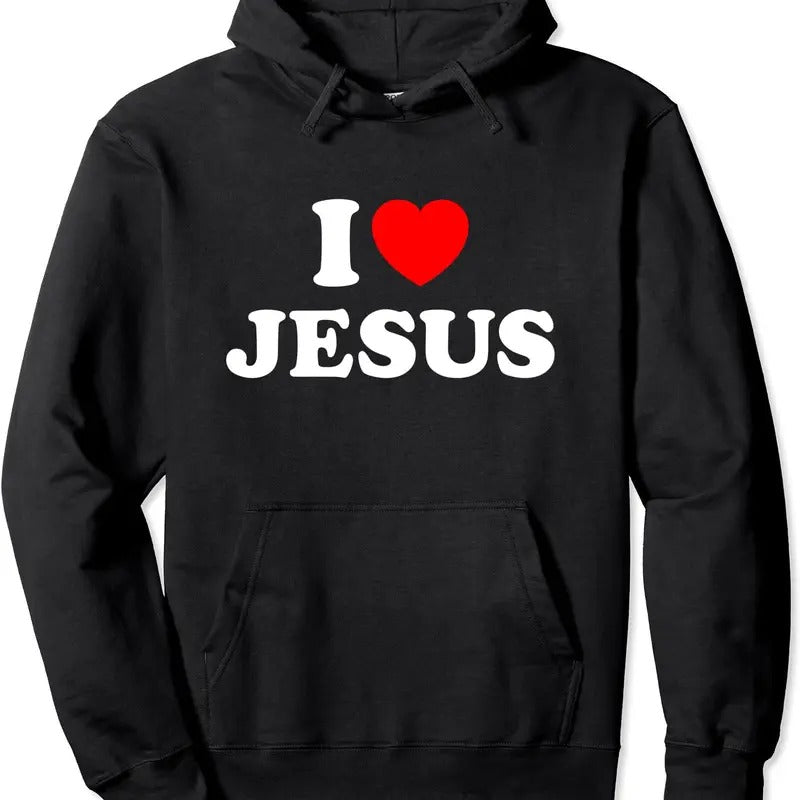 I love (Heart ) Jesus Pullover Hoodie | Unisex Hooded Sweatshirt T-Shirts | HypeDripTees.com