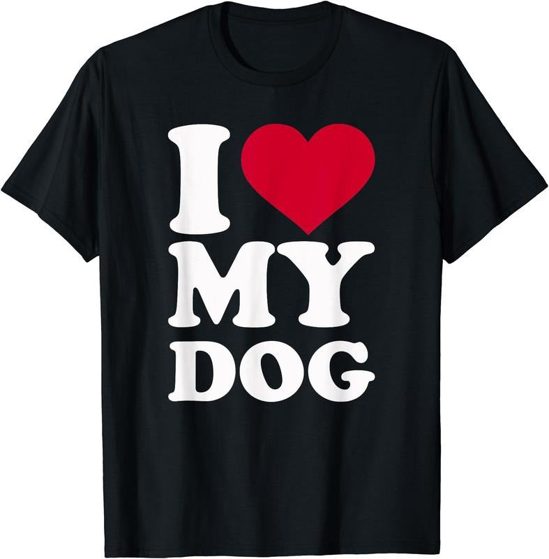 I love (Heart) my dog T-Shirt | Unisex Cotton Tee, Short Sleeve, Size S-5XL Hoodie, Sweatshirt | HypeDripTees.com