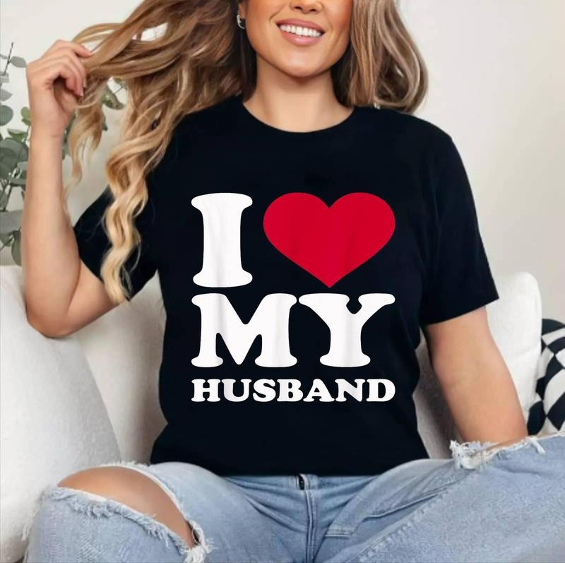 I love (Red Heart) my husband T-Shirt | Cotton 100%, Crewneck, Top Womenswear Hoodie, Sweatshirt | HypeDripTees.com