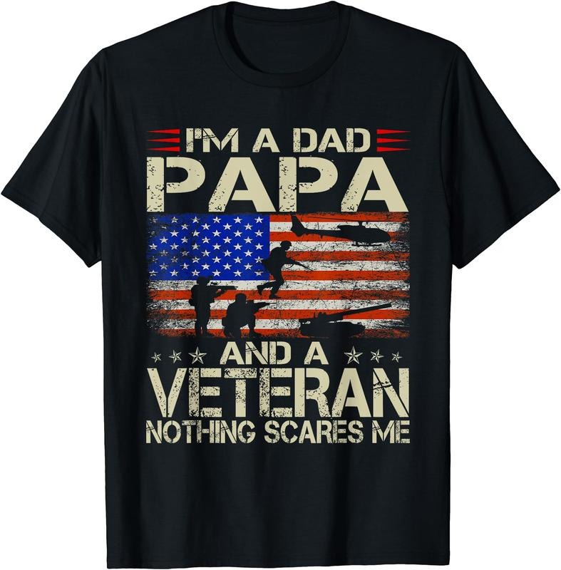 I'm A Dad Papa And Veteran Funny Retro Dad Papa Grandpa T-Shirt | Unisex Cotton Tee Gift, Crewneck, Short Sleeve Hoodie,...
