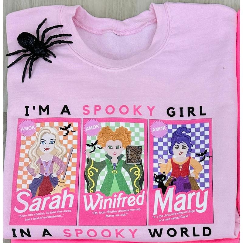 'I'm A Spooky Girl, In A Spooky World' Crewneck Sweatshirt T-Shirts, Hoodie | HypeDripTees.com
