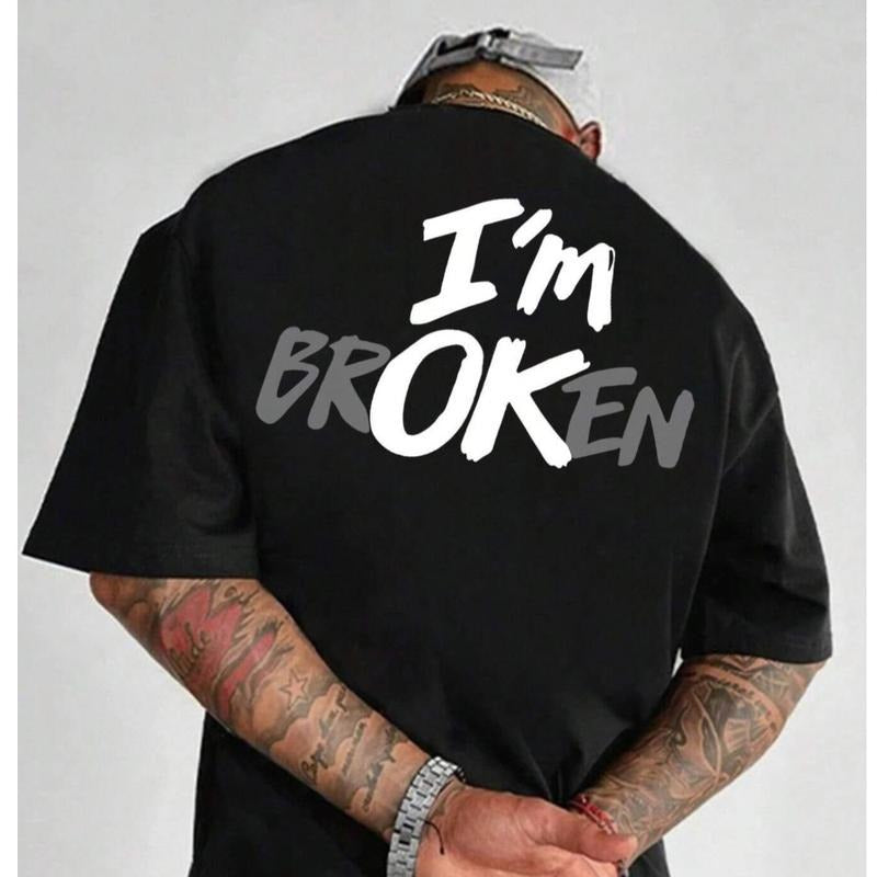 I'm Broken Graphic Tee Pure Cotton Casual Street Style Crew Neck Short Sleeve T-Shirt Tops Trendy For Women For Men,...