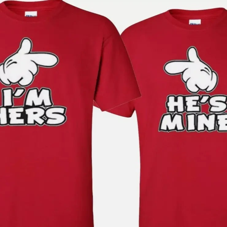 I'm Hers He's Mine Valentine Couple matching funny cute T-Shirts Hoodie, Sweatshirt | HypeDripTees.com