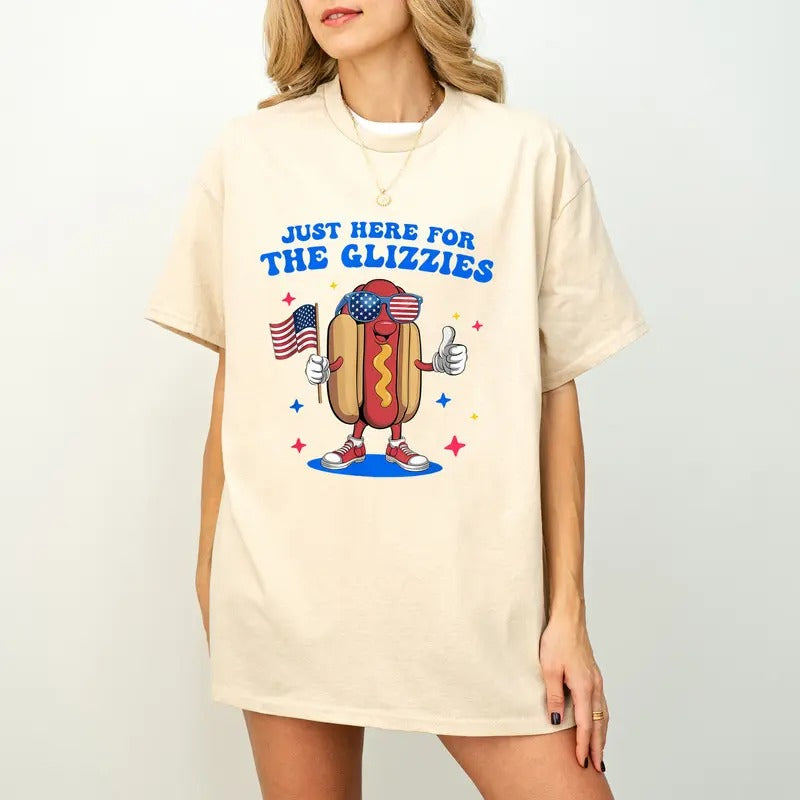 I'm Just Here For The Glizzies Funny Fourth of July Wiener T-Shirt Hoodie, Sweatshirt | HypeDripTees.com