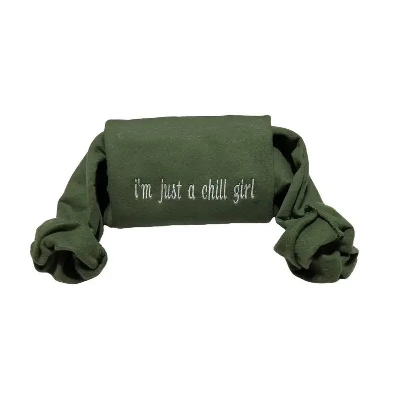 I'm Just a Chill Girl Embroidered Sweatshirt - Women's Long Sleeve Top for Christmas Season - Pullover, Womenswear...