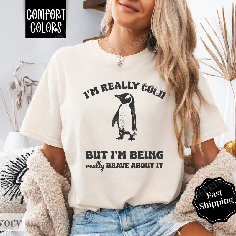 I'm Really Cold Shirt Comfort Colors, Funny TShirts, Women's Oversized Graphic Tee Hoodie, Sweatshirt | HypeDripTees.com