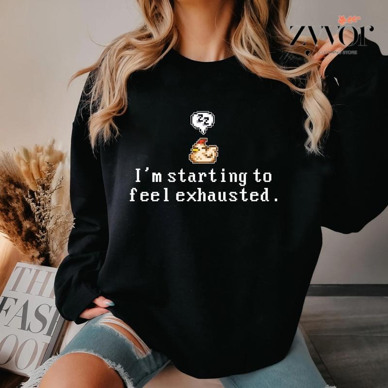 I'm Starting To Feel Exhausted, Sleepy Chicken Sweatshirt Casual Street Style Fleece Fabric Crewneck Pullover Sweatshirt...