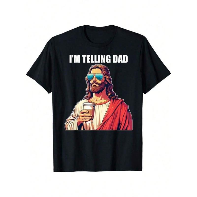 I'm Telling Dad Shirt Funny Religious Christian Jesus Meme T-Shirt Oversized Short Sleeve Classic Heavy Cotton T Shirt...