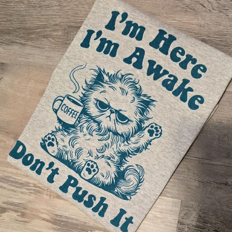 I'm here i'm awake don't push it graphic Tee or Sweatshirt Hoodie | HypeDripTees.com