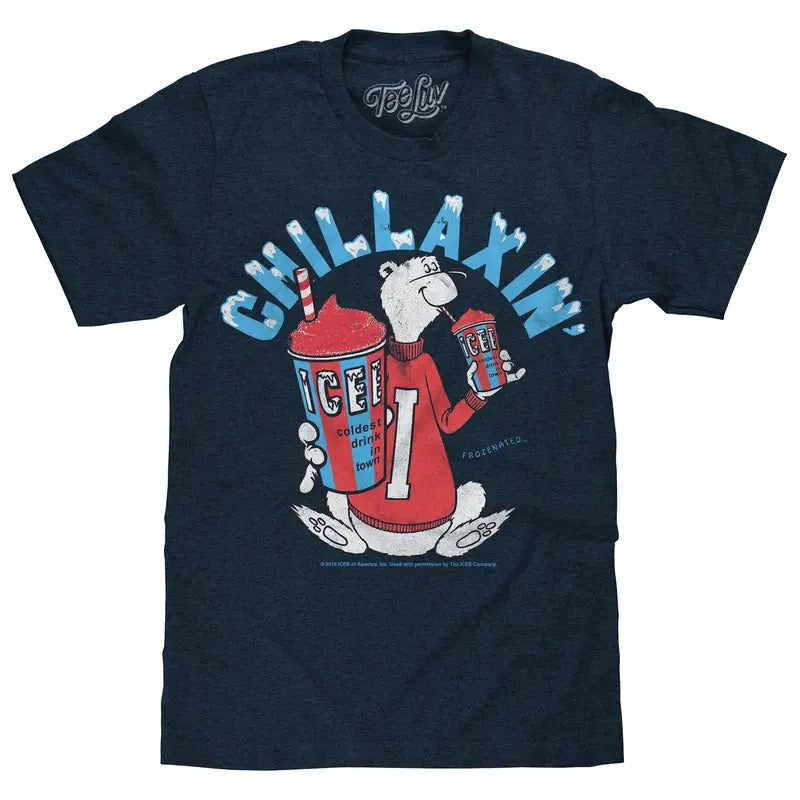 ICEE Chillaxin' Faded Logo T-Shirt - Navy Hoodie, Sweatshirt | HypeDripTees.com