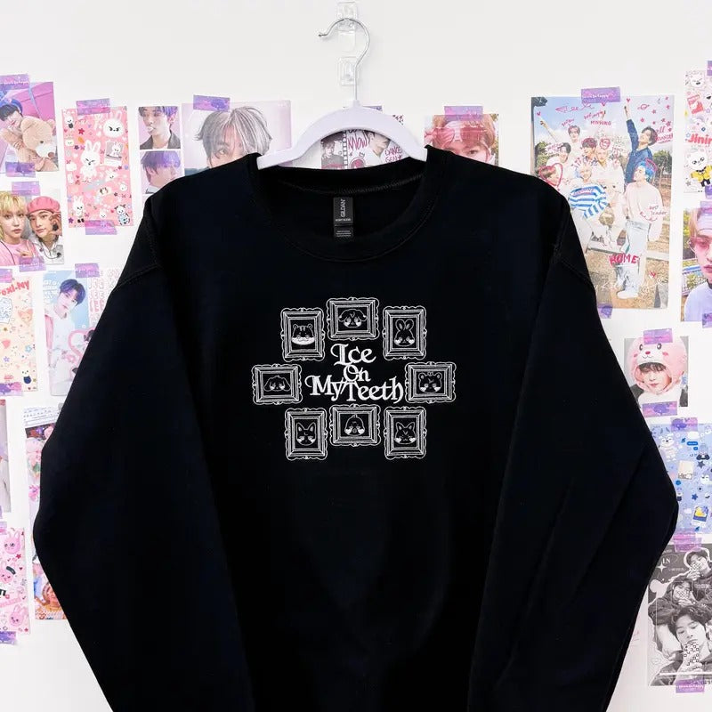 Ice on my Teeth Embroidered Crewneck Sweatshirt T-Shirts, Hoodie | HypeDripTees.com