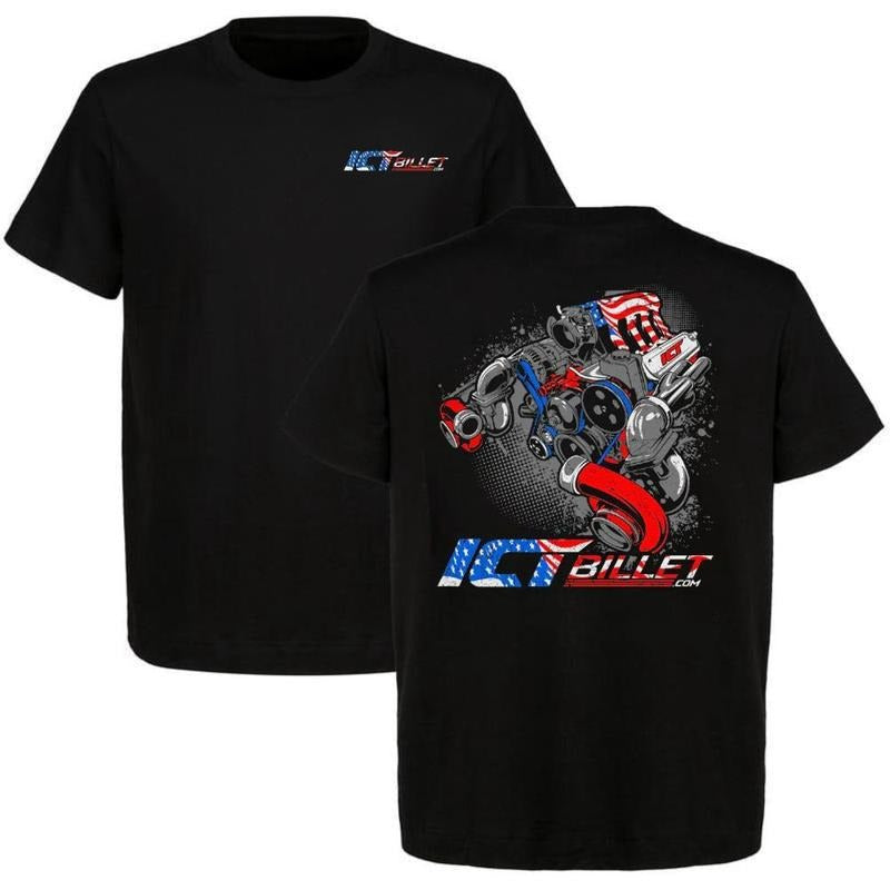 Ict Billet American Flag Shirt Mens Cotton Tee, Menswear Car Parts Short Sleeve Hoodie, Sweatshirt | HypeDripTees.com