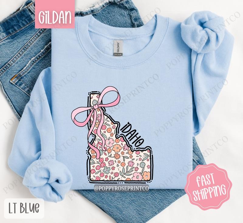 Idaho Floral Sweatshirt, Cute Idaho Sweatshirt, Idaho State Sweatshirt T-Shirts, Hoodie | HypeDripTees.com