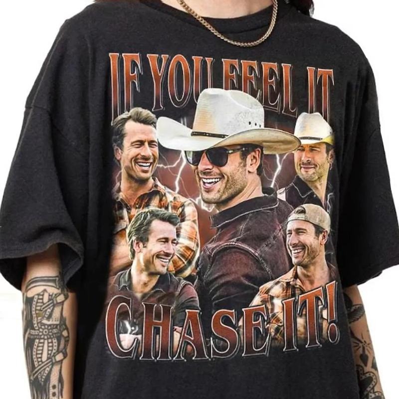 If You Feel It Chase It Glen Powell Shirt Tyler Owens Twisters Shirt Vintage 2024 Movie T-shirt Merch Men Women y2k...