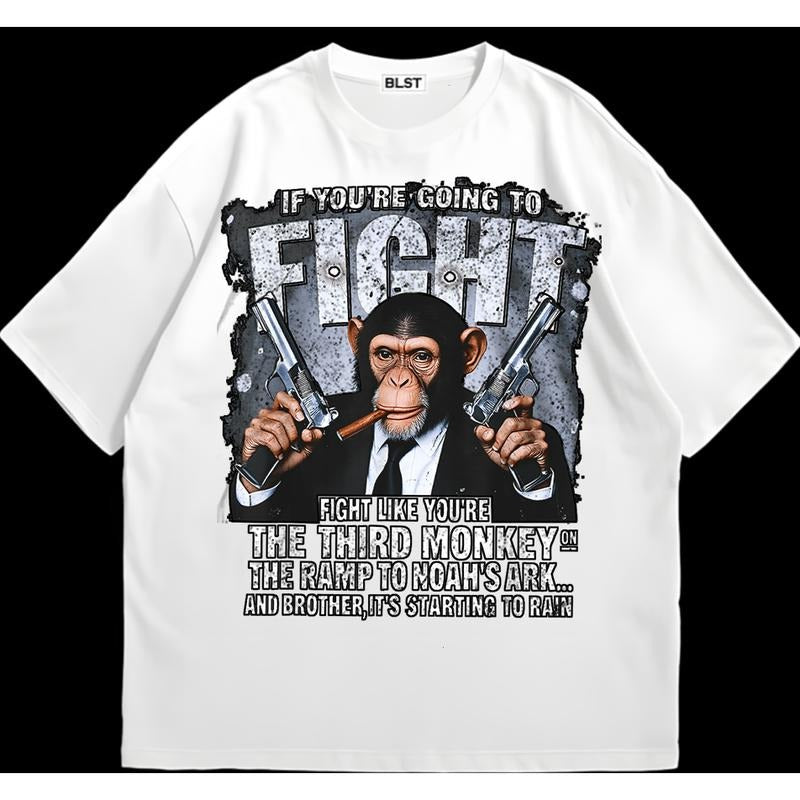 If You Going To Fight Monkey Gangster T-Shirt Vintage 90s Graphic Tee Vintage Graphic Hoodie, Sweatshirt | HypeDripTees.com
