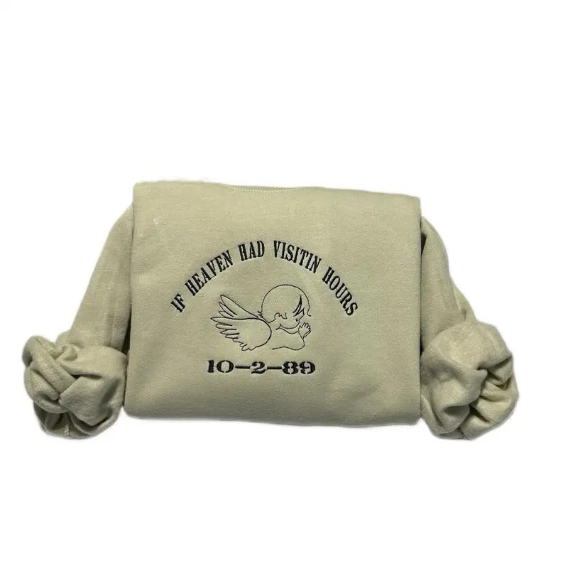 If heaven had visiting hours Embroidered Sweatshirt - Women's Long Sleeve Top for Christmas Season - Pullover, ...