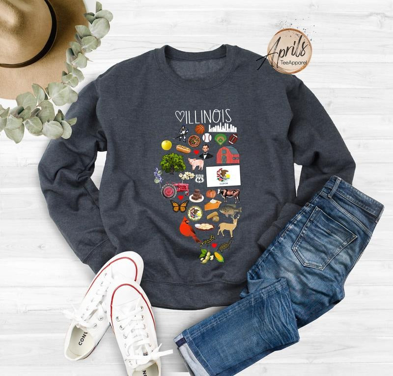 Illinois Sweatshirt, Illinois Hoodie, Gift For Women T-Shirts | HypeDripTees.com
