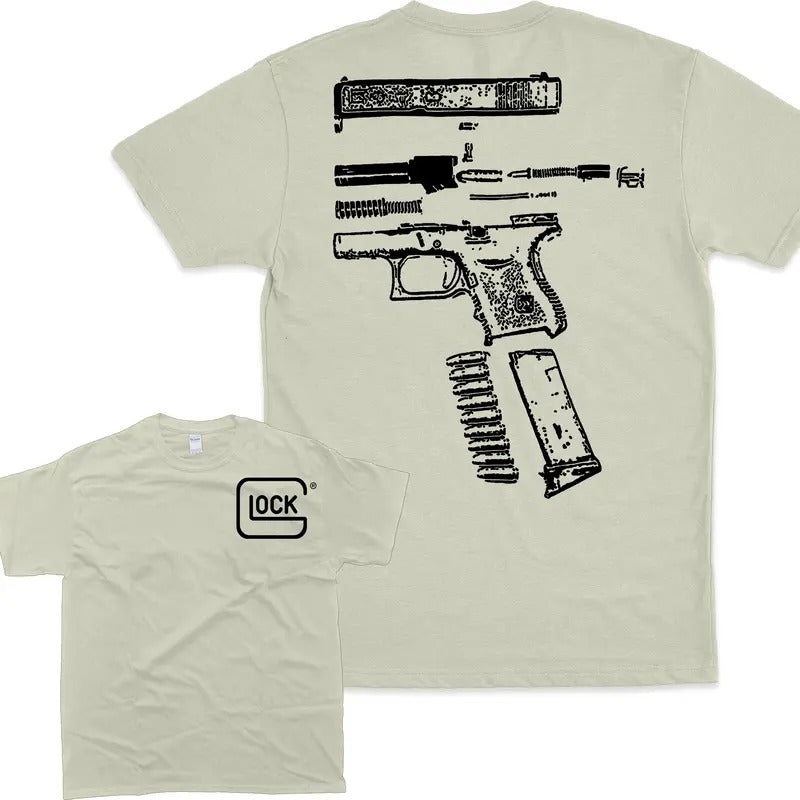 In Glock We Trust 2 Side Black White Color Graphic T-shirt - Unisex Style, 100% Cotton - Menswear, T-Shirt Hoodie, Sweatshirt