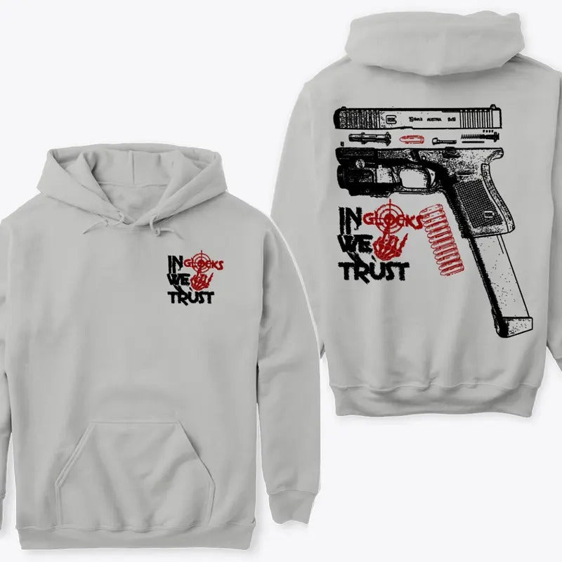 In Glock We Trust Bone Hand Halloween 2 Side Hoodie Sweatshirt TShirt,Glock Halloween Hoodie,Bone Hand Halloween Glock...