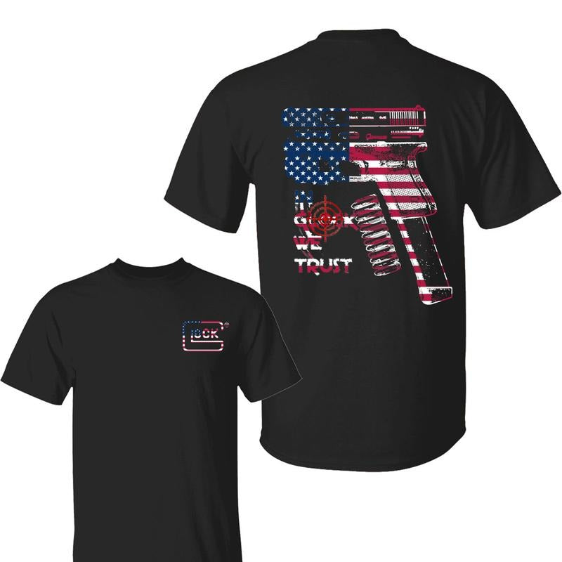 In Glock We Trust Flag USA Shirt, Men's T-Shirt, Classic Fit, Soft Cotton Unisex, Mens Gift Ideas Hoodie, Sweatshirt