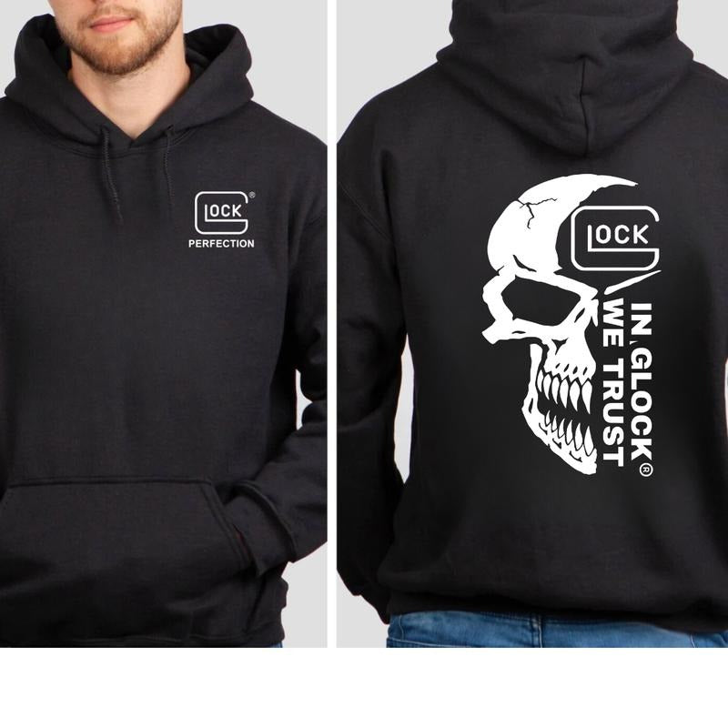 In Glock We Trust Skull Shirt, Tactical Gear for Gun Lovers Unisex Shirt Hoodie, Sweatshirt | HypeDripTees.com