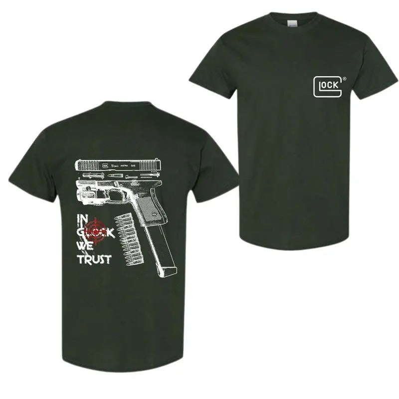 In Glock We Trust Tshirt-Sweatshirt-Hoodie,  Double Side T-Shirt, All Sizes For Men and Women | HypeDripTees.com
