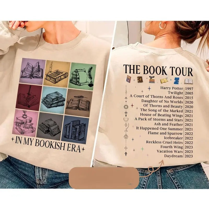 In My Bookish Era Shirt, Favorite Books Sweatshirt, Book Tour Shirt, Christmas Gift for Book Lover Hoodie | HypeDripTees.com