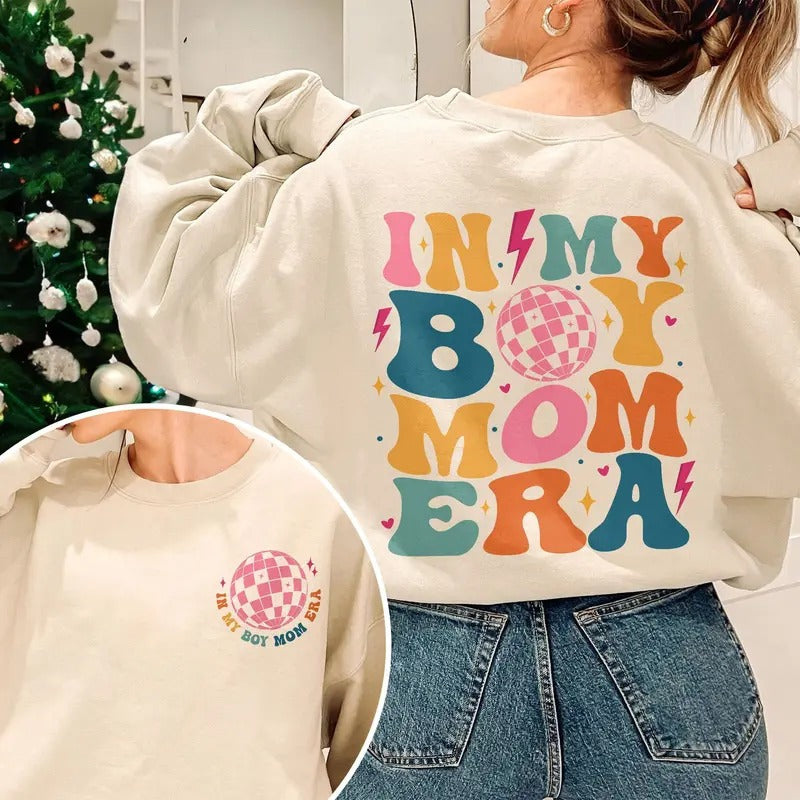 In My Boy Mom Era Boy Mama Gender Reveal Sweat Boy Mom Era Shirt New Mom Gift Hoodie, Sweatshirt | HypeDripTees.com
