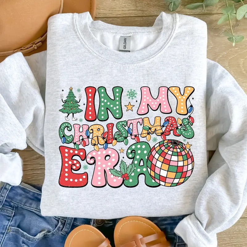 In My Christmas Era T-Shirt, Retro Christmas Sweatshirt, Christmas Doodle Dots Shirt, Merry Christmas, Vintage Christmas...