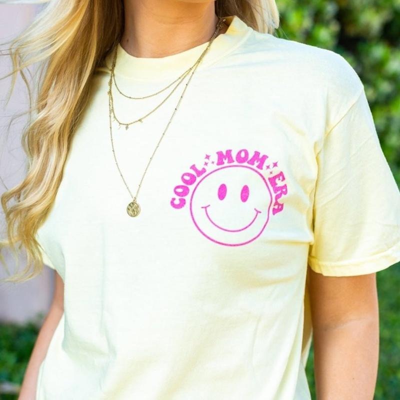'In My Cool Mom Era' Front & Back T-Shirt, Smiley Face :) Hoodie, Sweatshirt | HypeDripTees.com