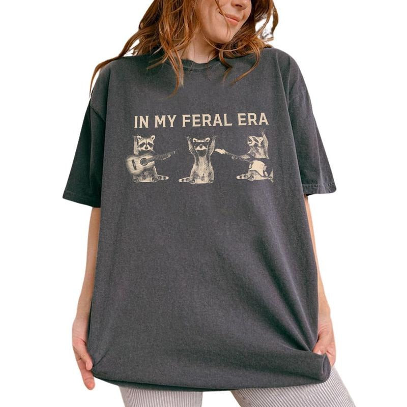 In My Feral Era Shirt, Funny Racoon Unisex T-Shirt, Cute Animals Shirt, Racoon Lover T-Shirt, Racoon Women's Tops, Funny...