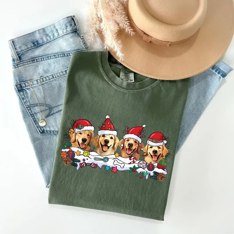 In My Golden Retriever Mom Era Comfort Colors Shirt, Dog Christmas Shirt, Golden Mom T-Shirt Hoodie, Sweatshirt