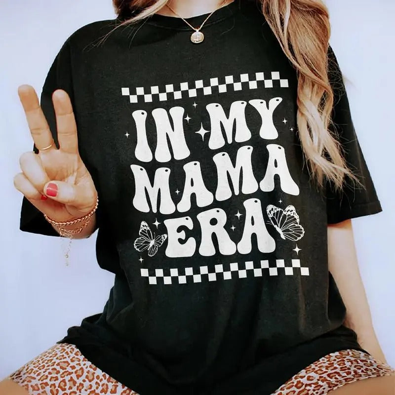 In My Mama Era Shirt, Mom Life T-shirt, Cute Mom Graphic Printed T-shirt, Mama Tee, Vintage Groovy Mom Comfort Shirt,...