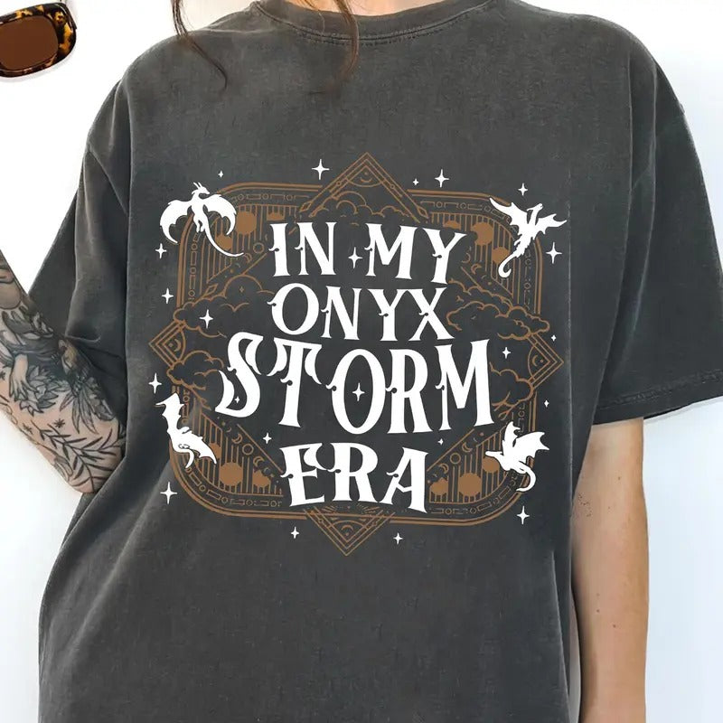 In My ONYX Storm Era Fourth Wing Series Iconic T-Shirt, Dragon Rider, Book Merch, Onyx Storm, Fourth Wing Lover, Gift For...
