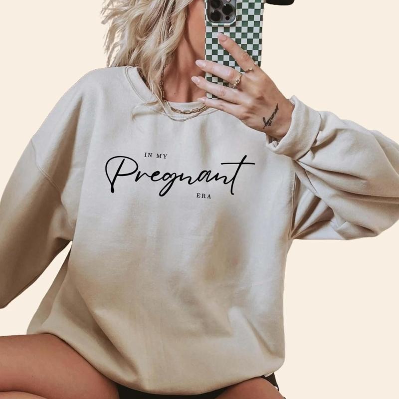 In My Pregnant Era Sweatshirt for Women - Crewneck Long Sleeve Pullover 100% Cotton Soft Fabric Unisex Fitted True to...