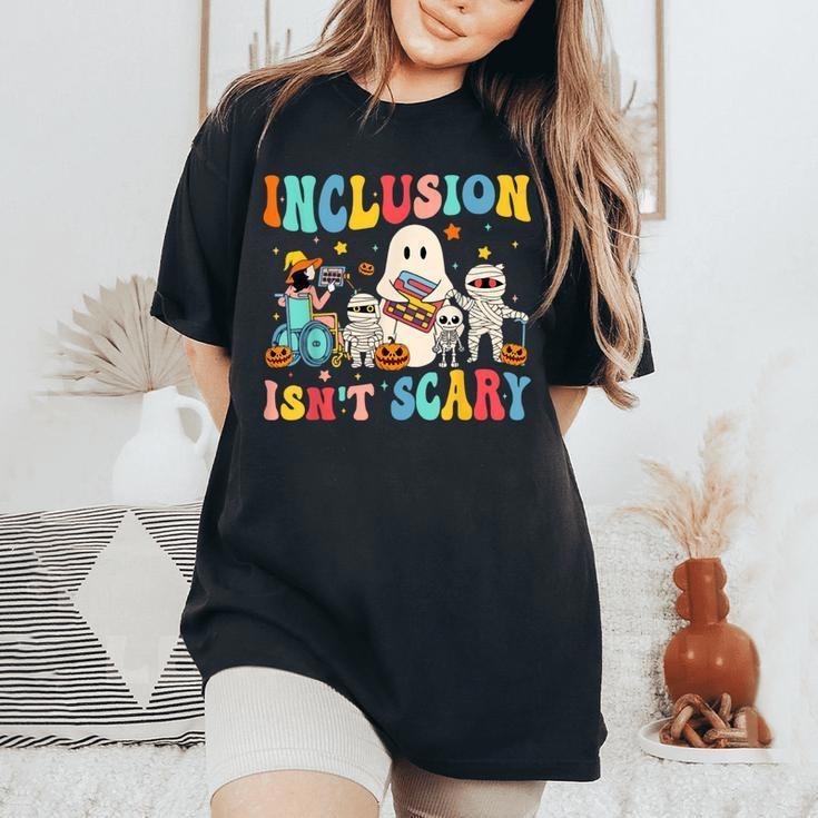 Inclusion Isn't Scary Teacher Skeleton Ghost Cute Halloween T-Shirt Hoodie, Sweatshirt | HypeDripTees.com