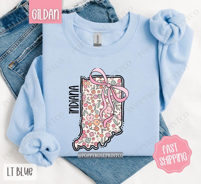 Indiana Floral Sweatshirt, Cute Indiana Sweatshirt, Indiana State Sweatshirt T-Shirts, Hoodie | HypeDripTees.com
