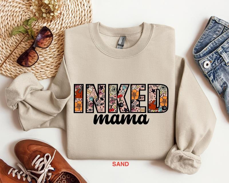 Inked Mama Shirt, Happy Mothers Day Shirt, Mama with Tattoo Shirt Best Price Hoodie, Sweatshirt | HypeDripTees.com