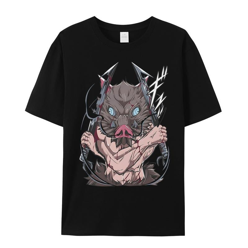 Inosuke Hashibira Anime Japanese T-Shirt | Manga Shirt | Anime Graphic Tees | Cool Anime Shirt | Anime Clothing | Otaku...