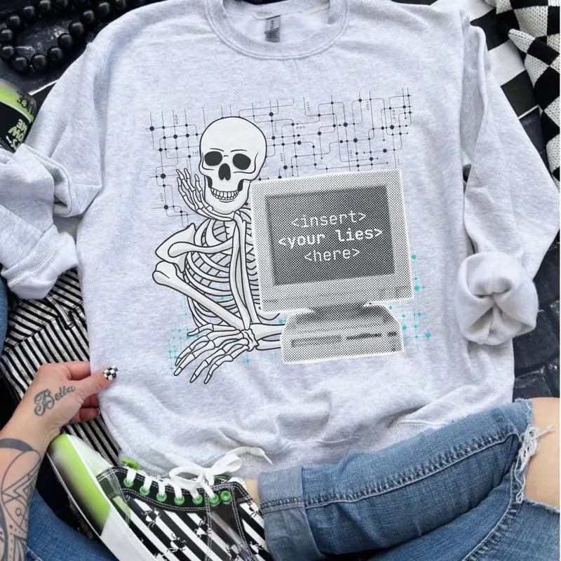Insert Your Lies Here - Ash Grey - Sublimation-  - Unisex Jersey Sweatshirt funny sweatshirts T-Shirts, Hoodie