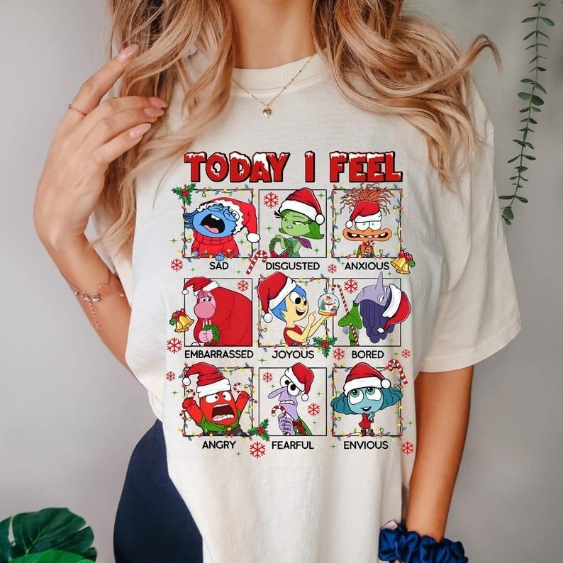 Inside Out 2 To Day I Feel Christmas Sweatshirt, Today I Feel T-shirt, Inside Out Characters Sweatshirt, Inside Out...