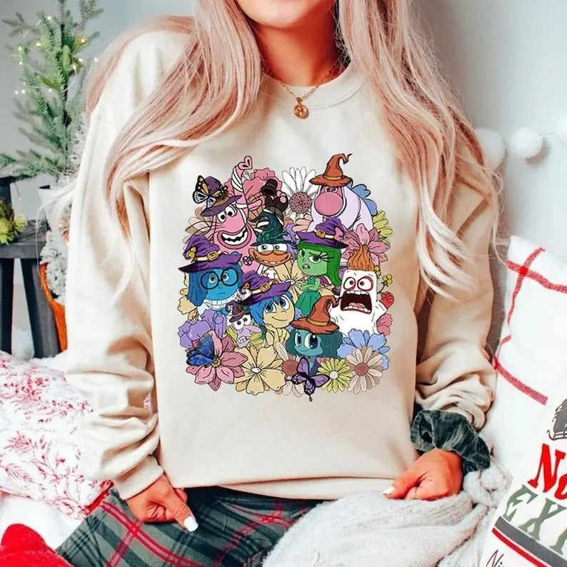 Inside Out Halloween Costume Floral Shirt, Inside Out Halloween Shirt, Inside Out 2 Movie 2024, Trick Or Treat Tees...