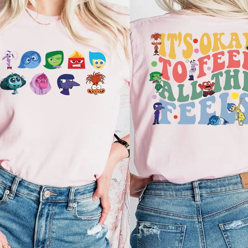 Inside Out It's Okay To Feel All The Feels Shirt, Mental Health shirt, Inclusion Shirt, Speech Therapy Shirt, BCBA Shirt,...