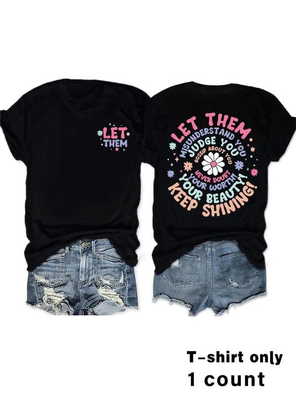 Inspirational Quote Print Vintage Style Women's Summer Casual Sports Top, Round Neck Short Sleeve T-Shirt, Comfortable...