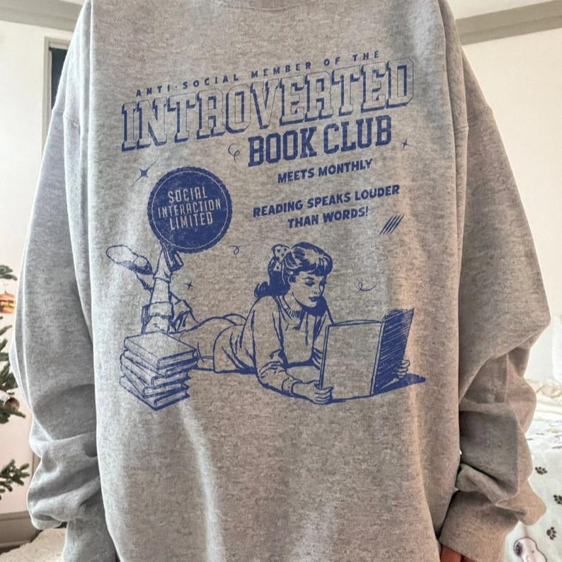 Introverted Book Club Sweatshirt | Bookish Sweatshirt, Anti-Social Book Club, Gift For Book Lover, Dark Romance Bookish...
