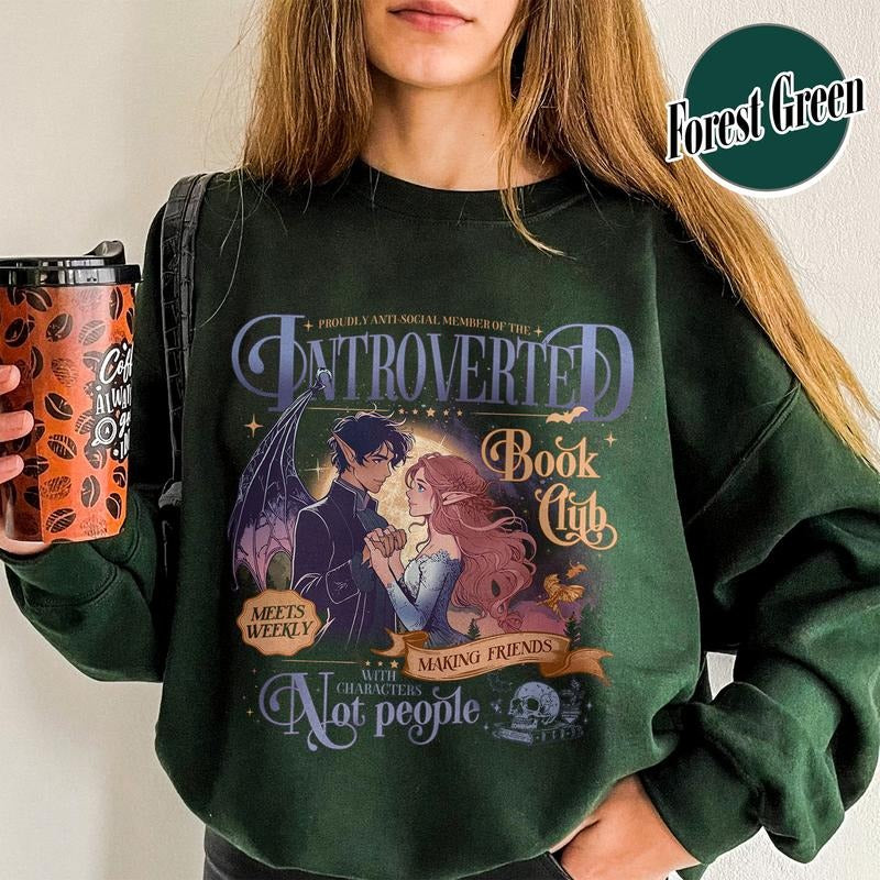 Introverted Reading Sweatshirt, Introverted Book Club T-Shirt, Romantasy Readers Society, Introverted Book Club Shirt,...